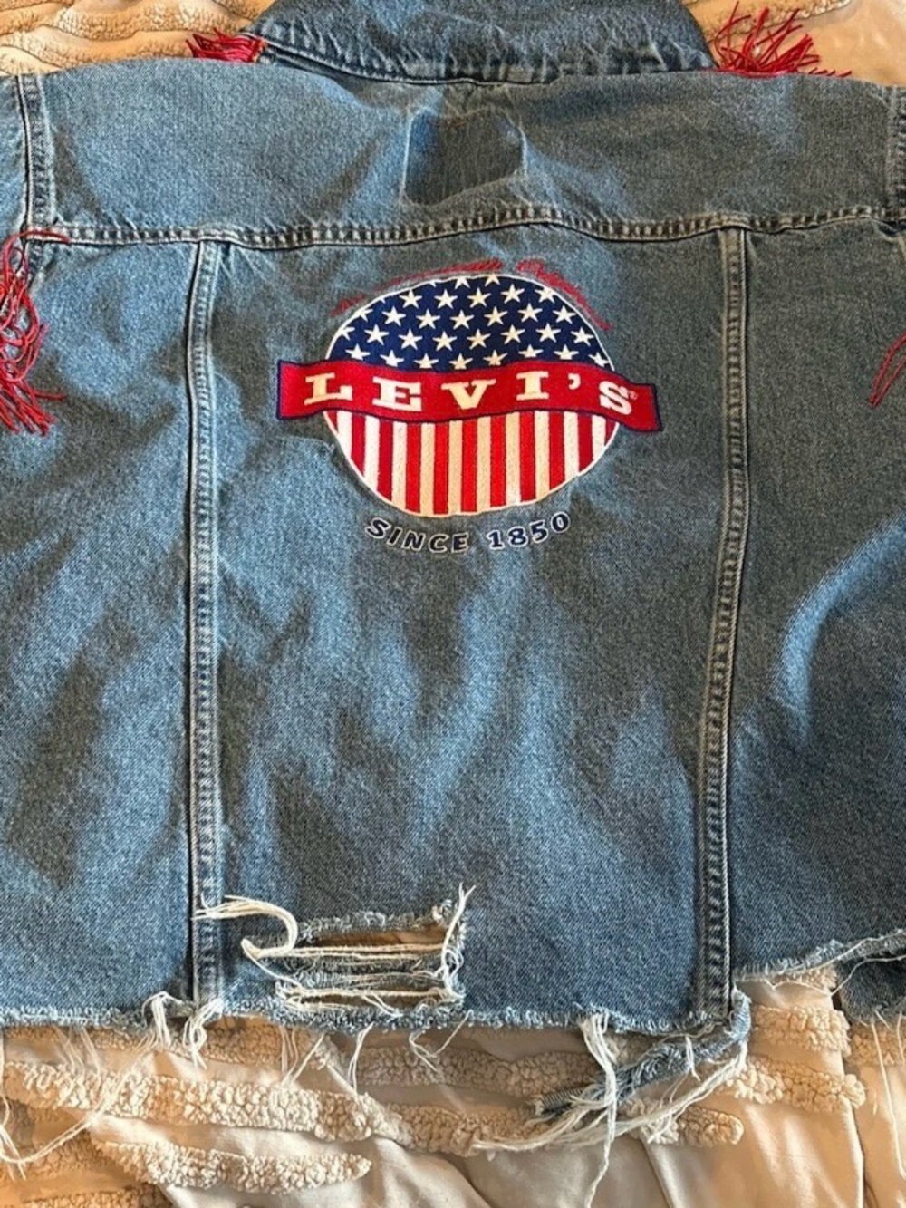 Vintage Levi's Denim Fringe Embroidered Jacket